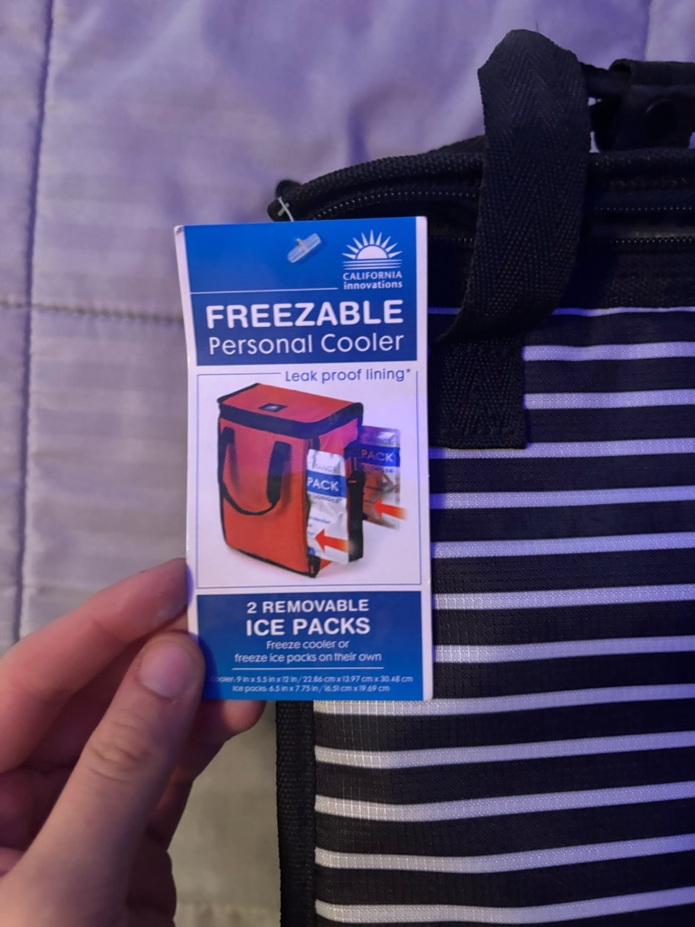 FREEZABLE Personal Cooler - Black & White Stripes ICE PACKS NOT INCLUDED
